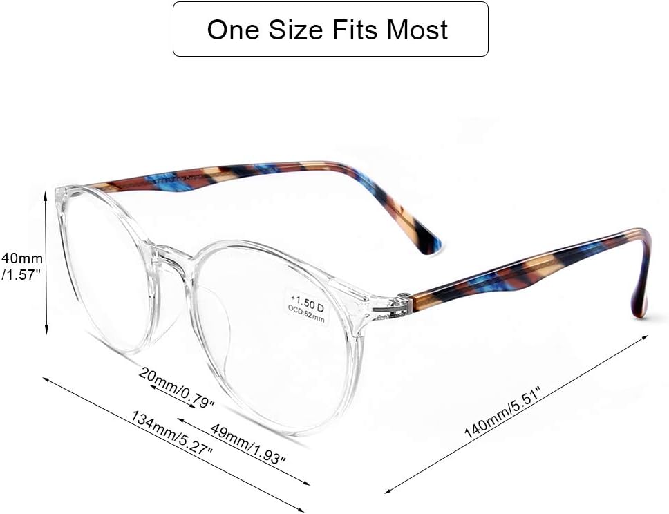 DOOViC Gafas de lectura de moda con diseño de Italia para mujeres y hombres, marcos transparentes con estuche +4.00 de fuerza