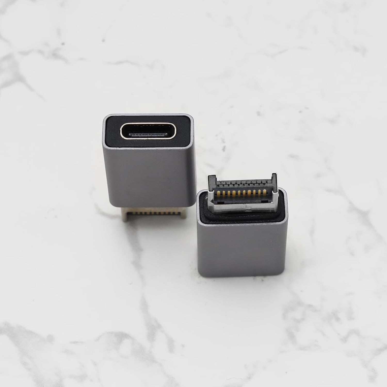 2 unids USB 3.1 Tipo E a Tipo C Adaptador de metal Placa base de computadora Adaptador frontal Accesorios de computadora 10Gbps 1.004×0.571×0.272 in