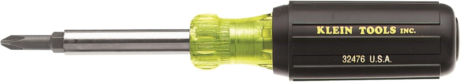Klein Tools 32476 Destornillador multibroca 5 en 1 con 2 ranuras, 2 Philips, y 1 punta de destornillador de tuerca