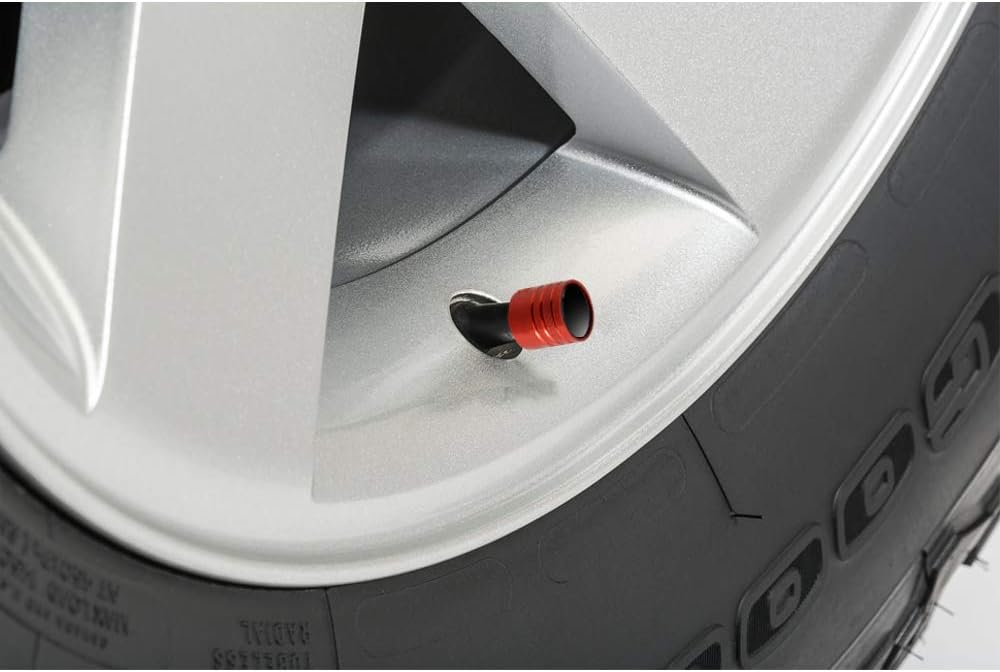 Para SRT-8 – Tapones de vástago de válvula de neumático estilo cilindro de aluminio negro sobre rojo para Dodge Jeep