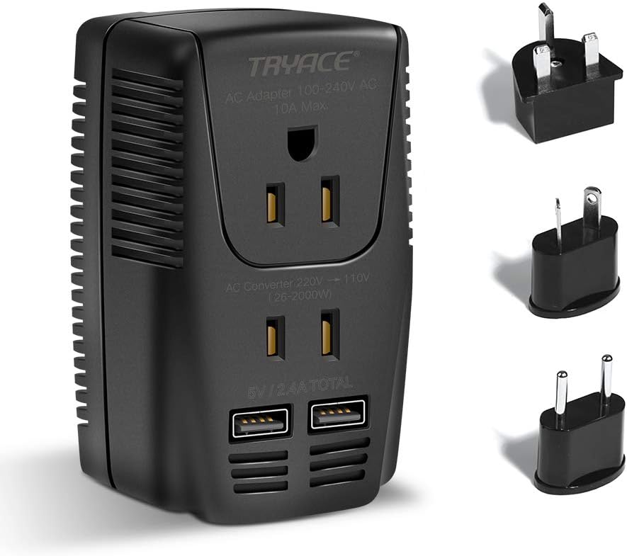 Convertidor de voltaje mejorado de 2000 W, 220 V a 110 V, voltaje reductor para secador de pelo, alisador, rizador, convertidor de corriente para