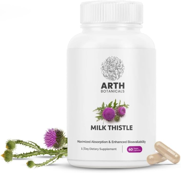 Cardo mariano, 100% natural  500 mg x 60 cápsulas veganas  Extractos de cardo mariano para una absorción y potencia maximizadas