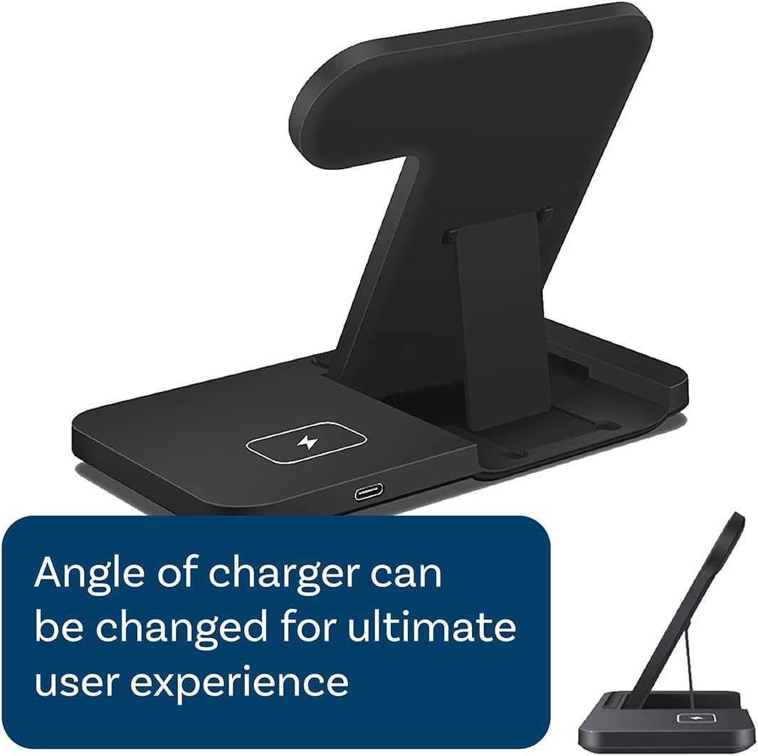 MMOBIEL Estación de carga inalámbrica compatible con iPhone, Apple Watch y AirPods – Soporte de cargador inalámbrico 3 en 1 de 18 W compatible con