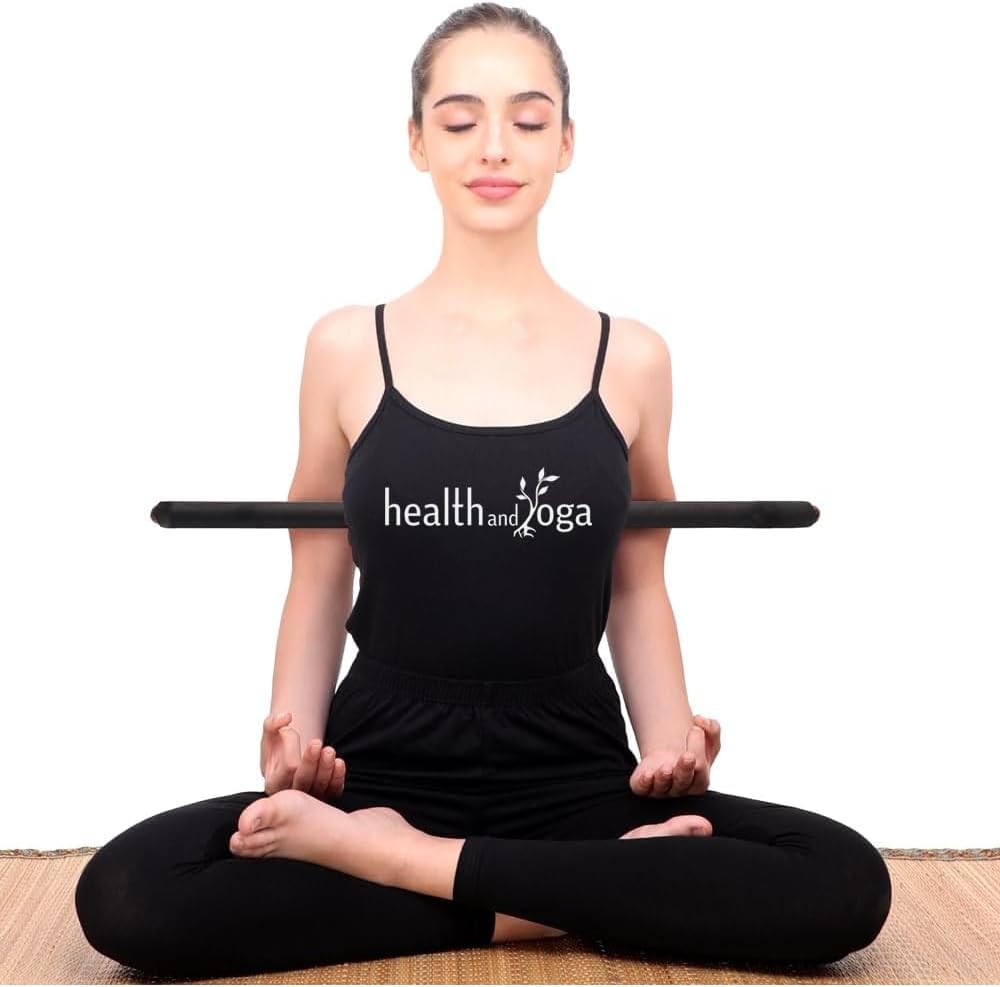 HealthAndYoga StretchNHeal – Palo de pranayama de madera multiusos con funda acolchada cómoda, abridor de pulmón para una respiración más completa,