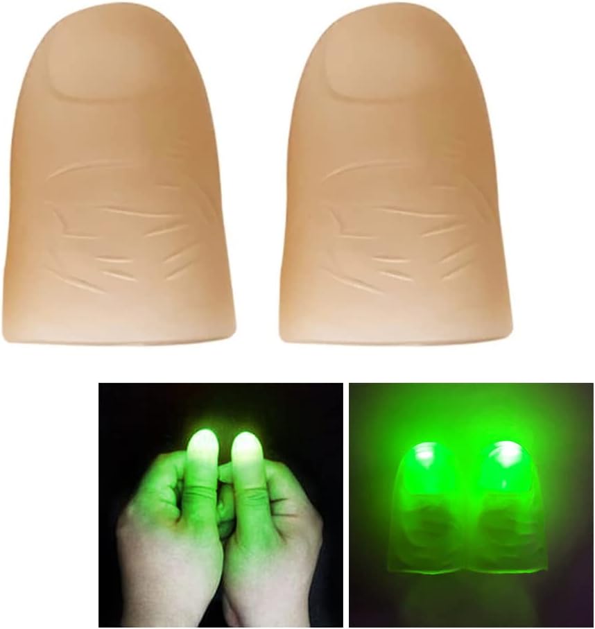 Surakey 2 piezas de luz para el pulgar, puntas de dedo mágico para el pulgar, lámpara LED para los pulgares, luz para fiesta, trucos de escenario