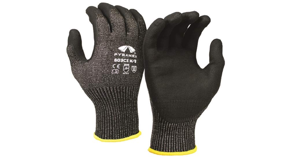 Pyramex GL603C5HT Series – Guantes de seguridad de nitrilo de microespuma PMXTECK HPPE de calibre 18, corte ANSI, talla 4, talla grande