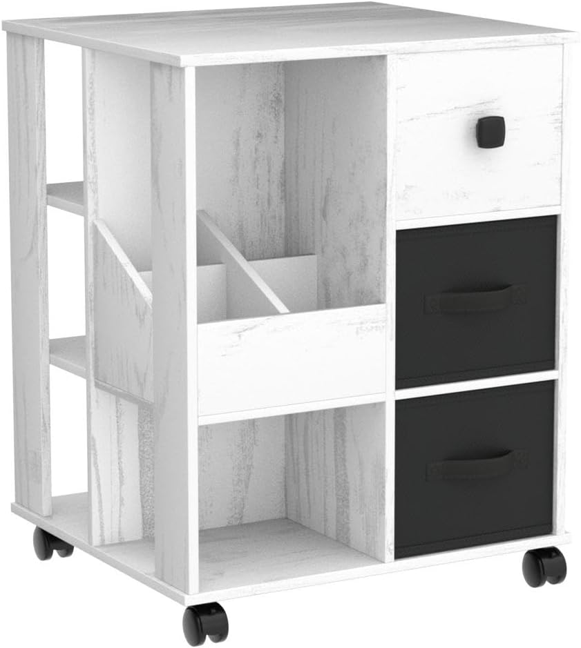 dnbss Mesita de noche con estación de carga, mesa auxiliar LED con cajones, mesita de noche inteligente con puertos USB, moderna mesita de noche con