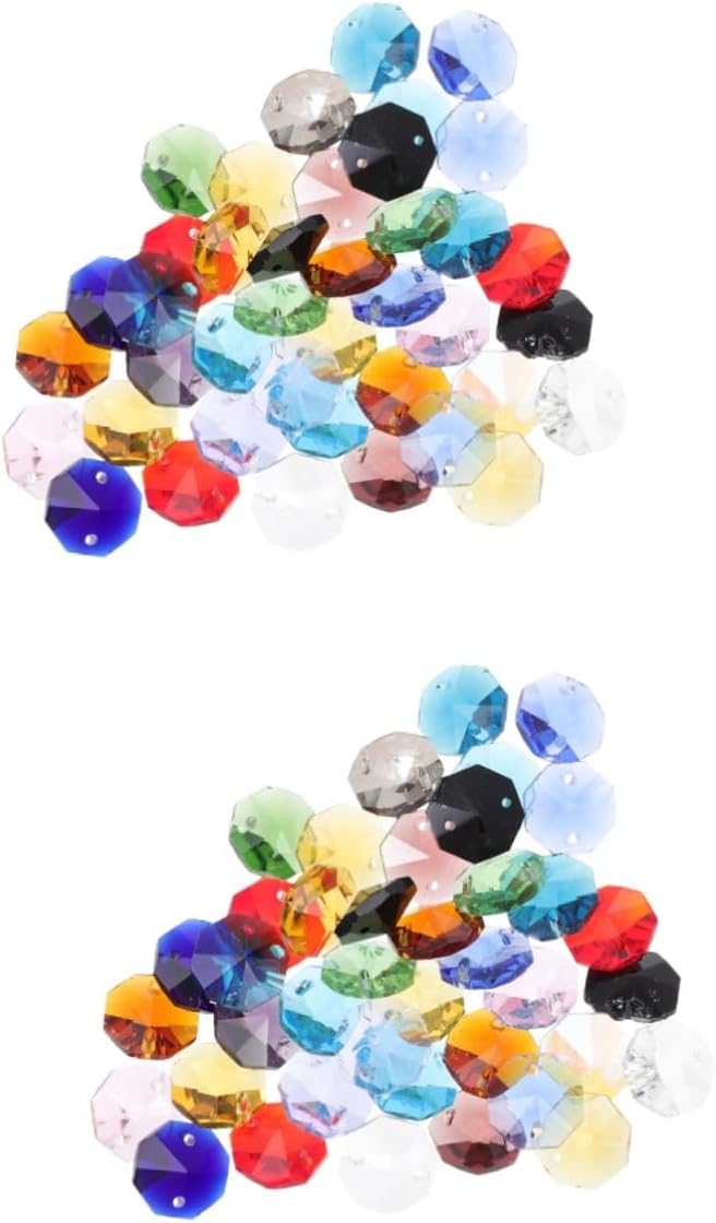 COHEALI 80 piezas de cuentas octogonales de doble agujero para fabricación de joyas, espaciador, cuentas de agujero facetado, cuentas de acrílico,