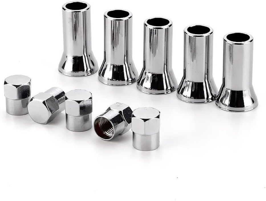 SEADEAR Funda de vástago de válvula de goma cromada ABS 10 piezas Kit de ajuste de tapa de válvula utilizado para TR413AC Kit de accesorios de
