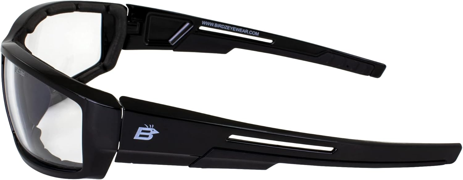 Birdz Gafas de sol Swoop antiniebla acolchadas para motocicleta, marco negro con lente amarilla