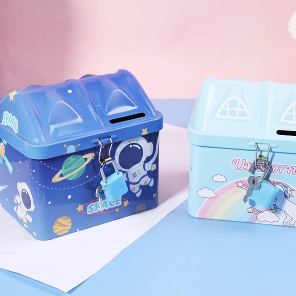 Beavorty Caja de 2 piezas de alcancía para ahorrar dinero, tarro de billetes de lata de dulces de Navidad para niños, tarro de dinero seguro para