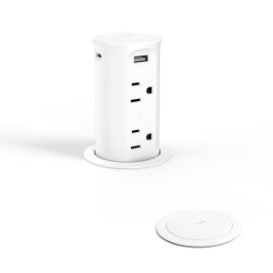 Toma de corriente desplegable para encimera, ojales de alimentación de escritorio de 2.5 pulgadas, 4 tomas, 4 puertos USB, receptáculo resistente a Toma de corriente desplegable para encimera, ojales de alimentación de escritorio de 2.5 pulgadas, 4 tomas, 4 puertos USB, receptáculo resistente a