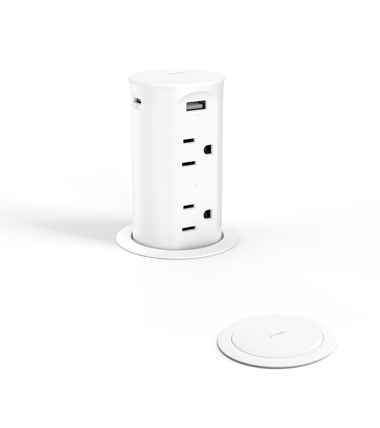 Toma de corriente desplegable para encimera, ojales de alimentación de escritorio de 2.5 pulgadas, 4 tomas, 4 puertos USB, receptáculo resistente a