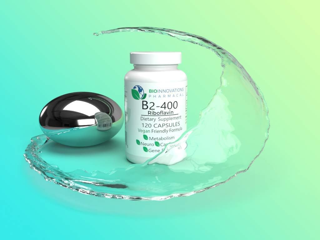 BioInnovations Pharmacal B2-400 Riboflavina pura – Salud del sistema nervioso, desintoxicación de homocisteína, cardiovascular, ayuda a aumentar la