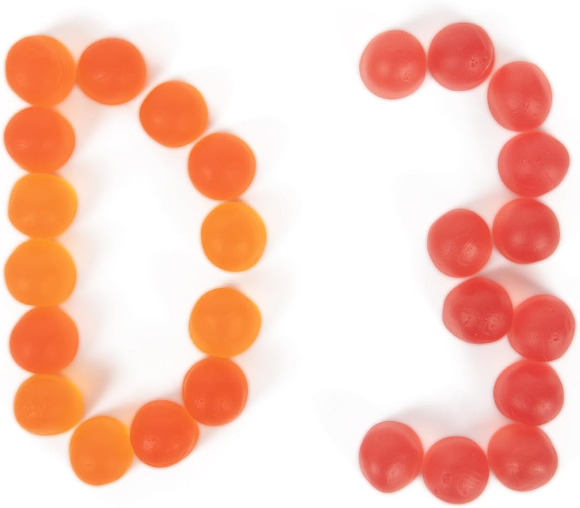 Gomitas de vitamina D-3 Halal – Sabor melocotón, mango y fresa – Sin OMG, orgánicas y vegetarianas – Apoya los huesos y el sistema inmunológico – 50