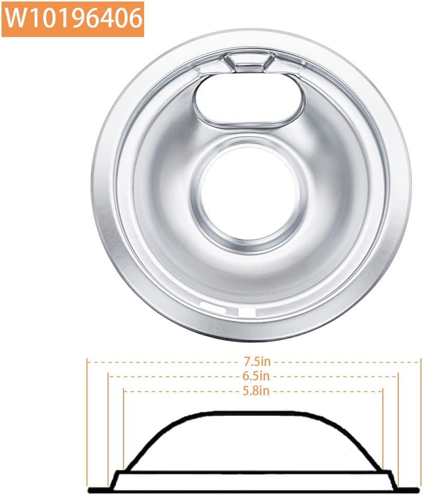 W10196405 y W10196406 bandejas de goteo cromadas – Compatible con Whirlpool Electric Range – Incluye 2 sartenes de 6 pulgadas y 2 de 8 pulgadas,