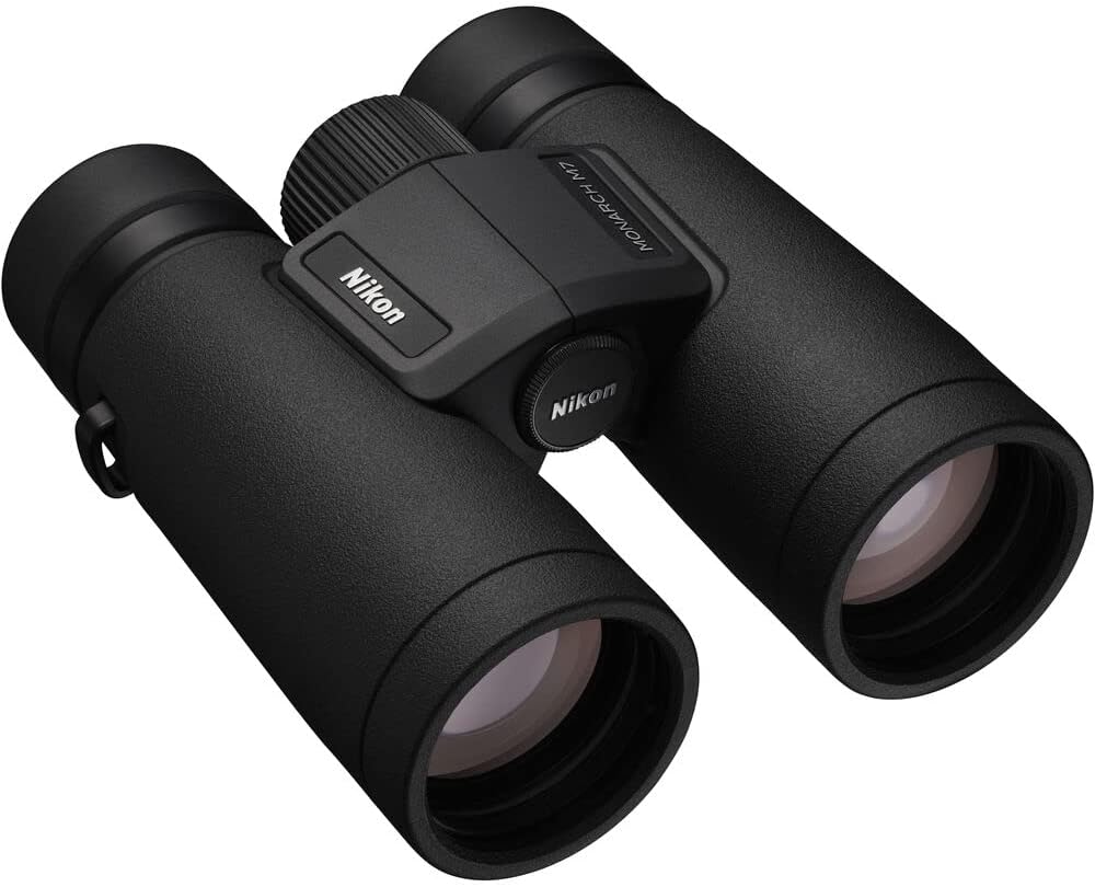 Nikon Paquete de prismáticos Monarch M7 de 8 x 42 con arnés binocular + adaptador de teléfono inteligente a binocular + kit de limpieza de lentes de