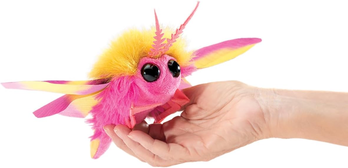 Folkmanis Mini marioneta de dedo de polilla de arce rosa
