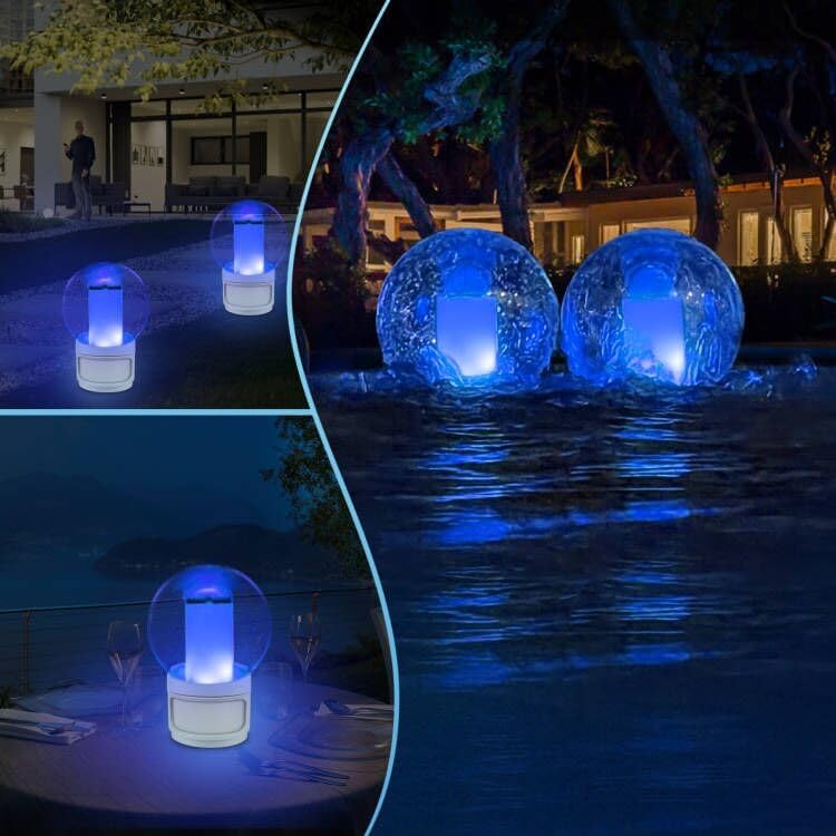 Flotador de cloro para piscina, flotador de cloro con luces de llama solares, dispensador de cloro flotante, flotador de cloro para bañera de