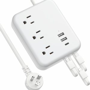 Regleta de alimentación de viaje con puertos USB, 3 cables integrados, cable de extensión de enchufe plano, 3 tomacorrientes, 6 USB con cable de Regleta de alimentación de viaje con puertos USB, 3 cables integrados, cable de extensión de enchufe plano, 3 tomacorrientes, 6 USB con cable de
