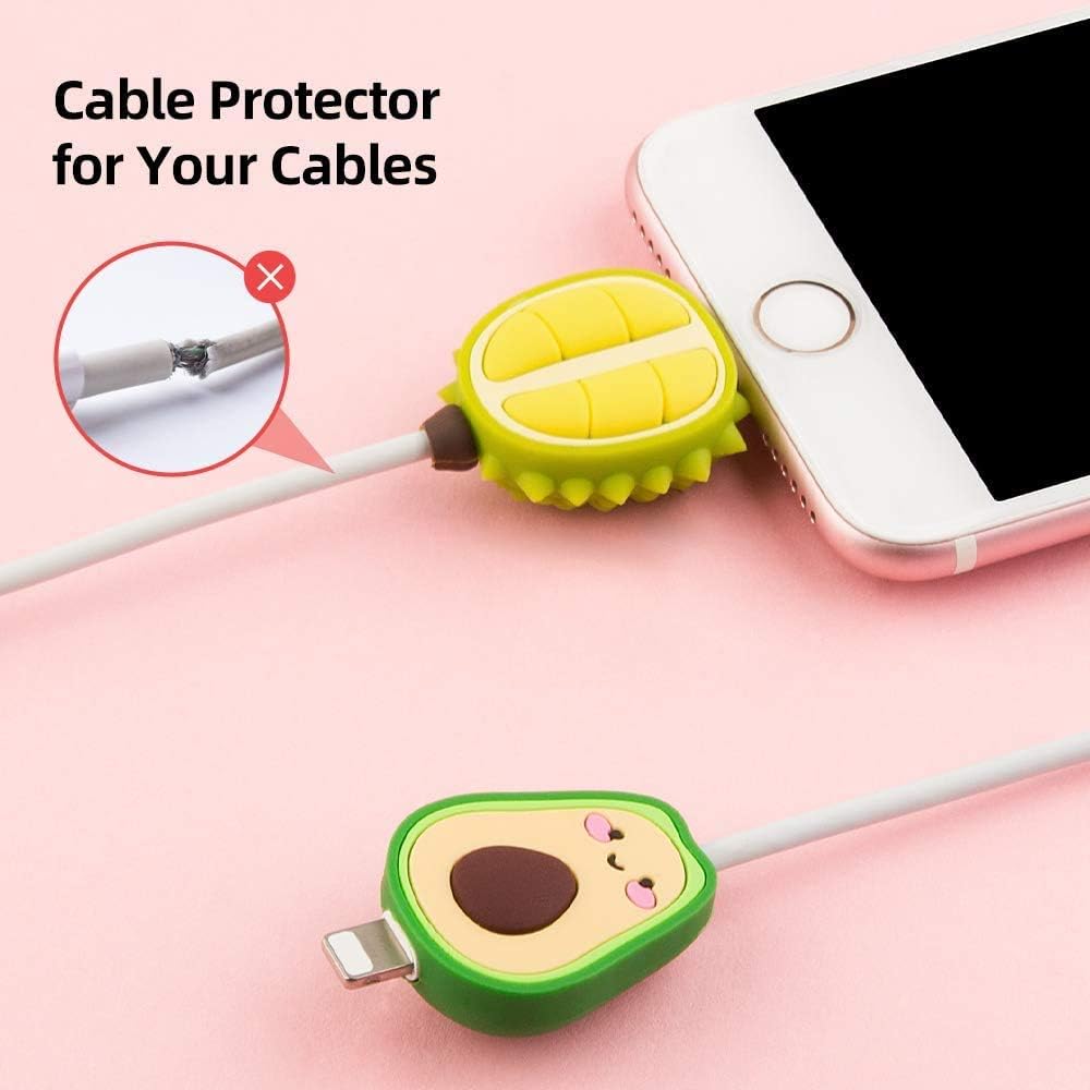 20 protectores de cable USB para iPhoneiPad, protectores de cable de plástico para lindas bebidas, frutas, dinosaurios, animales, protector de cable