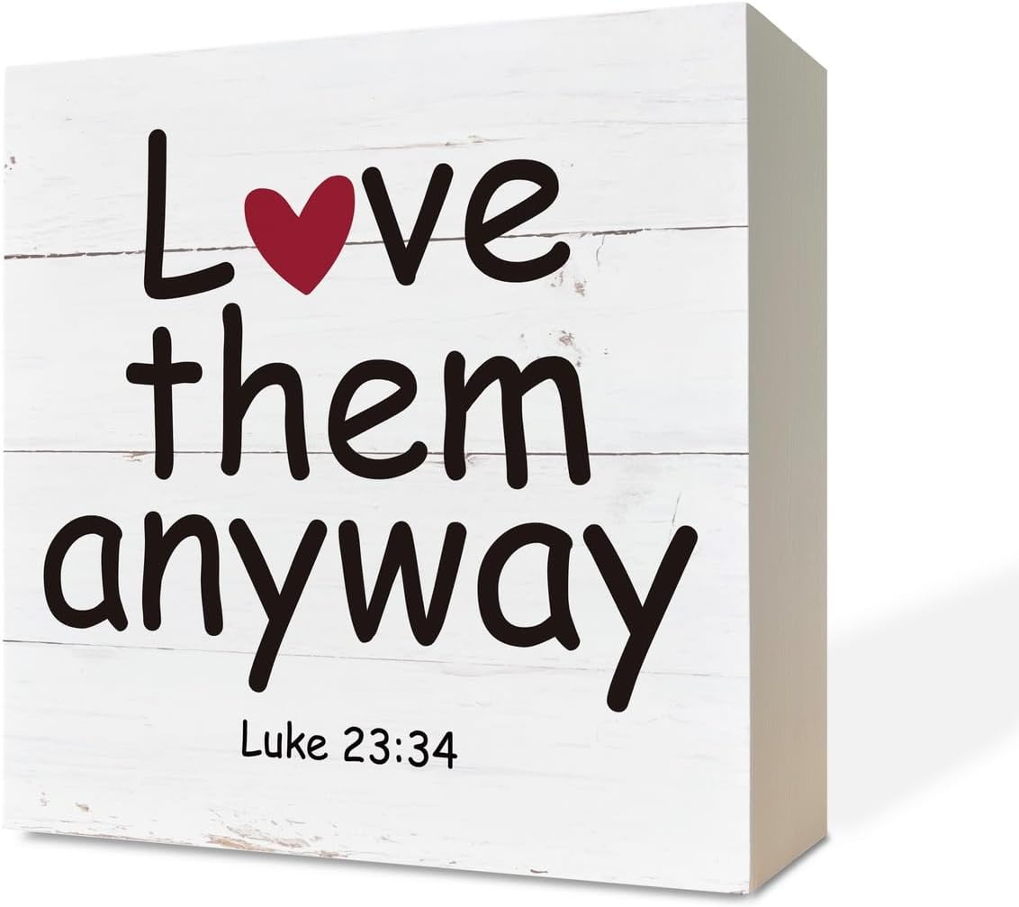 Letrero cristiano, caja de madera, decoración de escritorio, letrero de escritura positiva, decoración de mesa decorativa, letrero familiar,