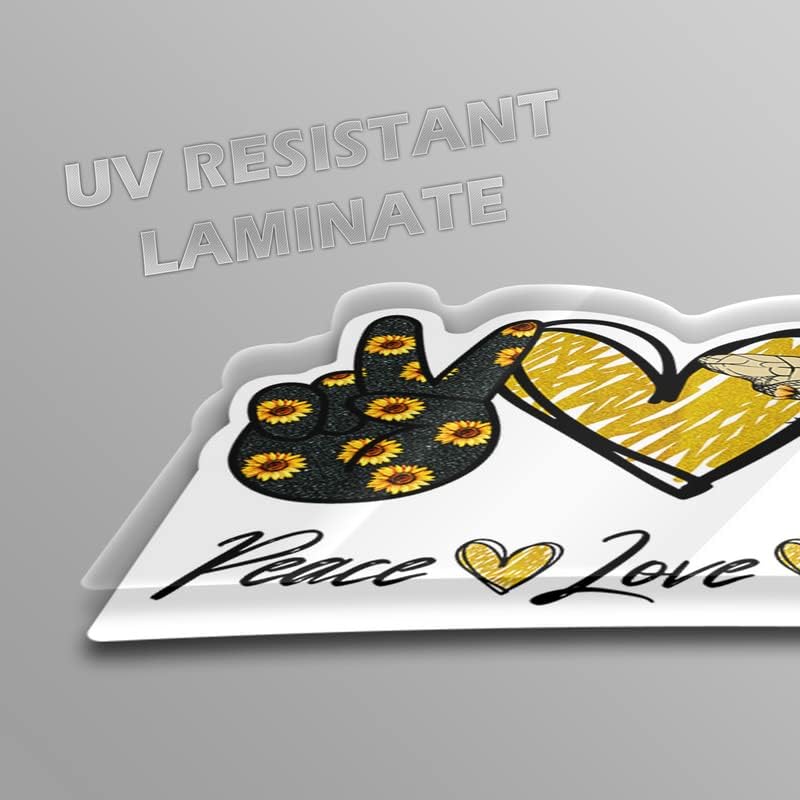 Pegatina de vinilo Peace Love Kindness Bumble Honey Bee Girasol  Calcomanía de pared para auto, camión, camioneta, SUV, ventana, laptop, una