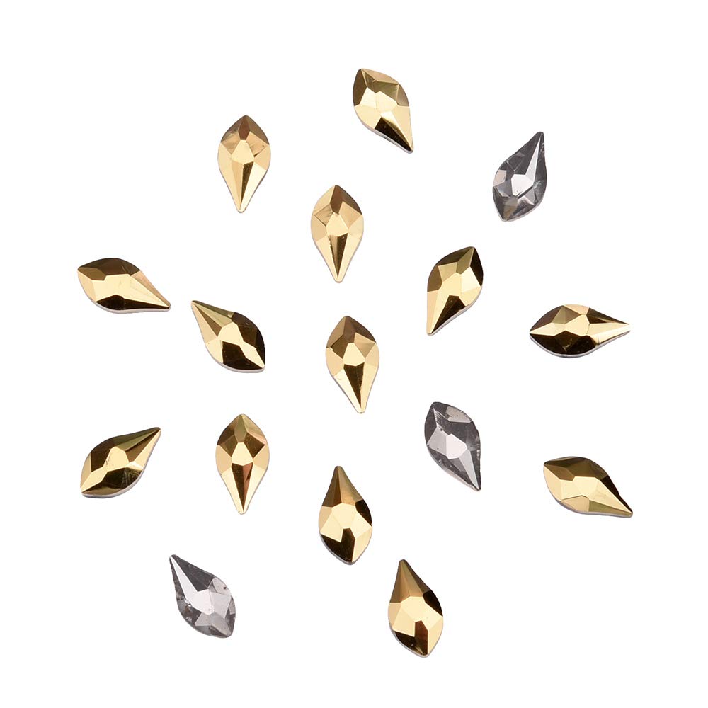 140 piezas de 10 colores, 2 tamaños, parte trasera plana, forma de llama, diamantes de imitación de cristal para uñas, decoración de joyas, conjunto