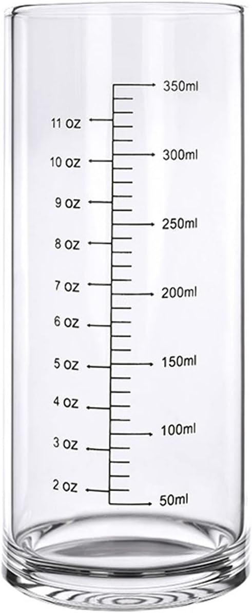 Vaso de vidrio graduado, vaso medidor de vidrio de borosilicato alto para ancianos, principiantes, pérdida de peso, vidrio transparente recto con