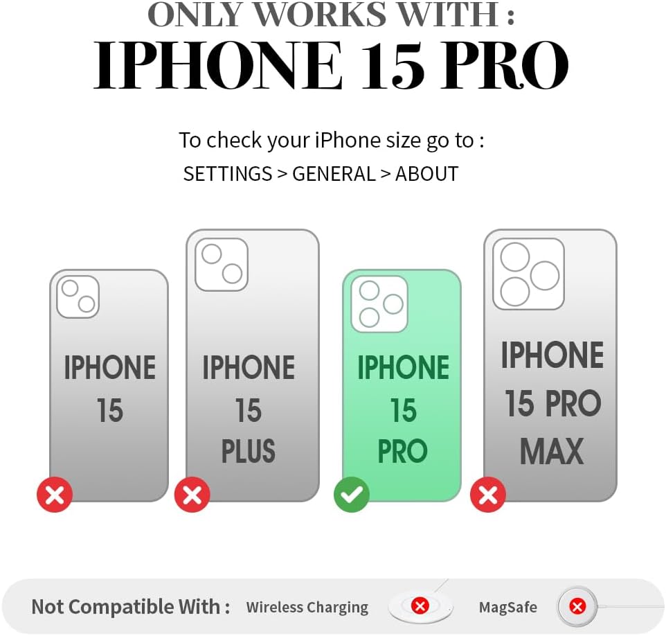 LAMEEKU Funda tipo cartera para iPhone 15 Pro con soporte para tarjetas, funda de piel sintética con ranuras para tarjetas, soporte de anillo de