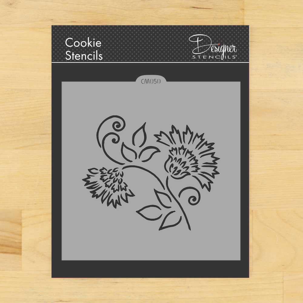 Plantilla de galletas y manualidades de diseño de cardo con pinceladas de flores