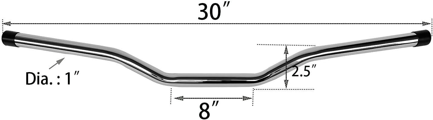 Cromo 30 “Ancho 1 ” Barra de arrastre 0.984 in Manillar apto para Bobber Brat Cafe Chopper Motocicletas personalizadas para Harley Sportster Dyna