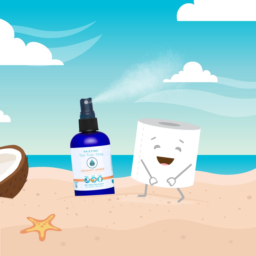 Pristine Spray de papel higiénico como se ve en Shark Tank, The Planet Friendly, alternativa más natural a las toallitas húmedas desechables – Ámbar