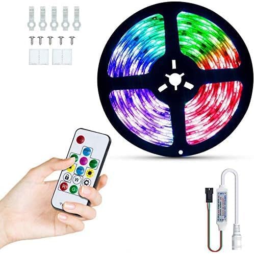 Tasodin RGBIC – Tira de luces LED para dormitorio, kit de tiras de luces LED que cambian de color con control remoto, 16.4 pies, 5050, flexible,