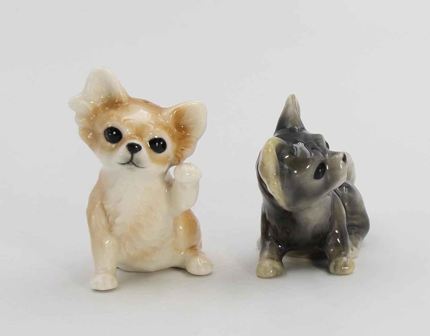 Juego de salero y pimentero de cerámica de porcelana fina para perros Chihuahua, 3-12 pulgadas de largo