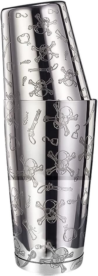 Boston Shaker – Lata de acero inoxidable con patrón grabado  coctelera de 2 piezas con peso de 18 onzas y 28 onzas, kit de coctelera de Martini para