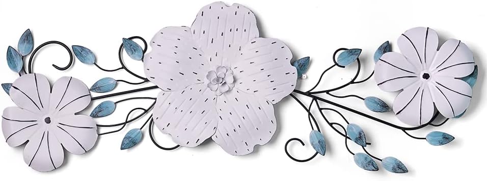 HONCOEN Decoración de pared de flores de metal, escultura de arte de pared 3D, regalos modernos para el hogar, manualidades en interiores, 34.6 x
