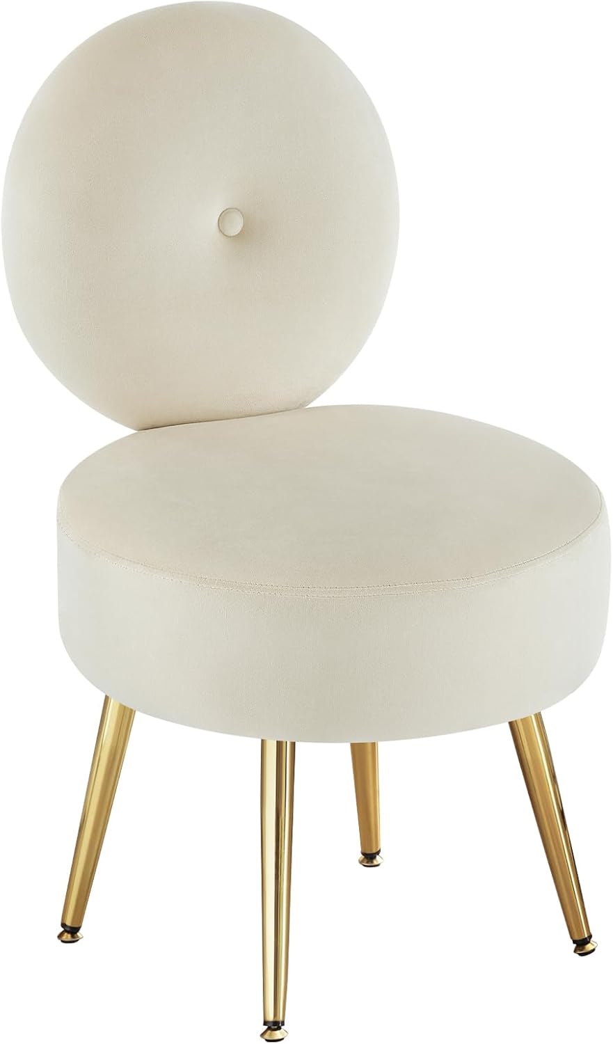 Furniliving Silla de tocador sin brazos para sala de maquillaje, taburete de tocador de terciopelo con respaldo, silla de sala de estar con patas de