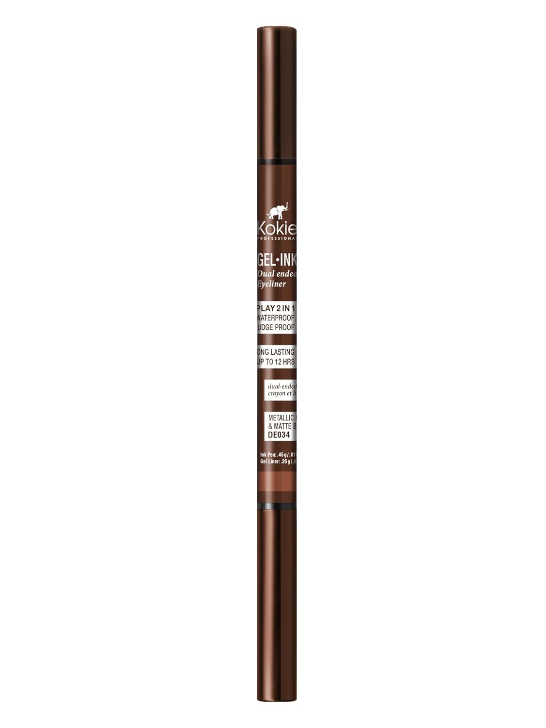 Kokie Delineador de ojos de doble punta de tinta de gel (cobre matálicomarrón mate)
