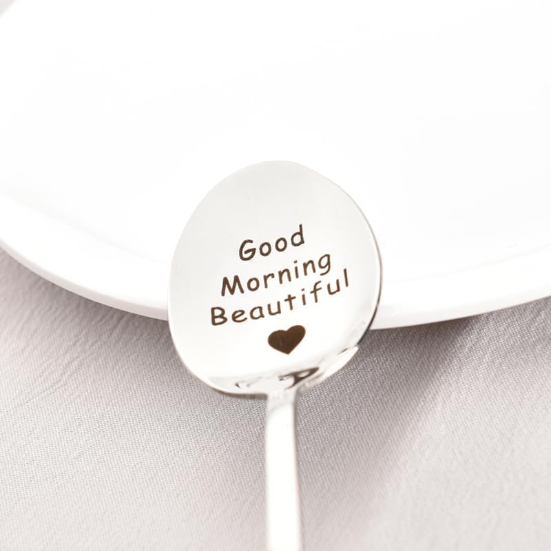 Regalos de cumpleaños de aniversario para esposa, novia, buenos días, hermosa cuchara de té, regalos para mujeres, hija, hermana, regalo de Navidad