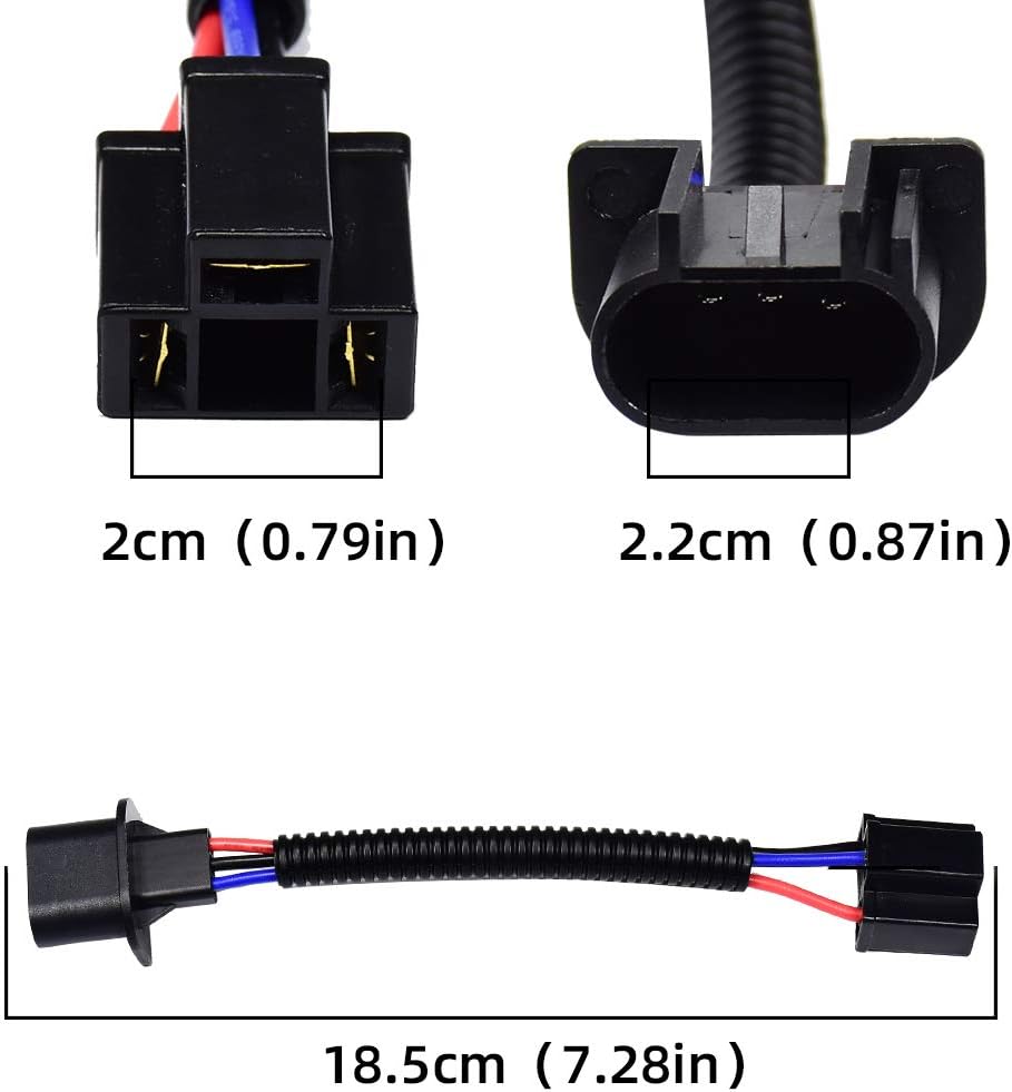 HUIQIAODS Adaptador de extensión H13 9008 a H4 9003, arnés de cableado, conectores de conectores de conversión de faros delanteros para Jeep