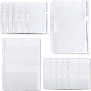 12 bolsillos para carpetas de tamaño A5, bolsillo con cremallera, carpetas transparentes de 6 agujeros con cremallera, bolsillo con tapa, dos tipos, 12 bolsillos para carpetas de tamaño A5, bolsillo con cremallera, carpetas transparentes de 6 agujeros con cremallera, bolsillo con tapa, dos tipos,