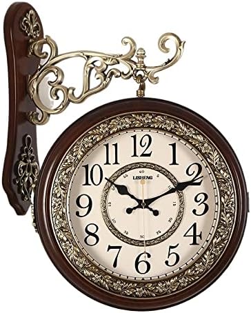 Reloj de pared europeo retro silencioso para sala de estar, reloj de pared americano, mecanismo de doble cara, decoración del hogar, DF50WC, fácil