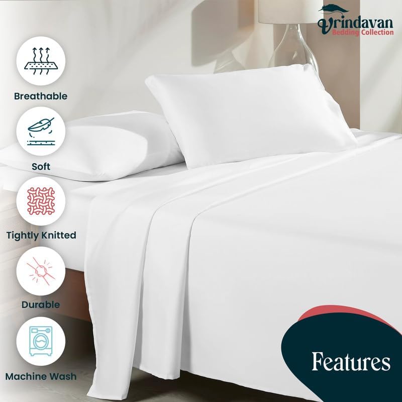 Juego de sábanas de 1000 hilos 100% algodón egipcio tamaño King para cama, juego de ropa de cama transpirable de fibra larga, color blanco, calidad
