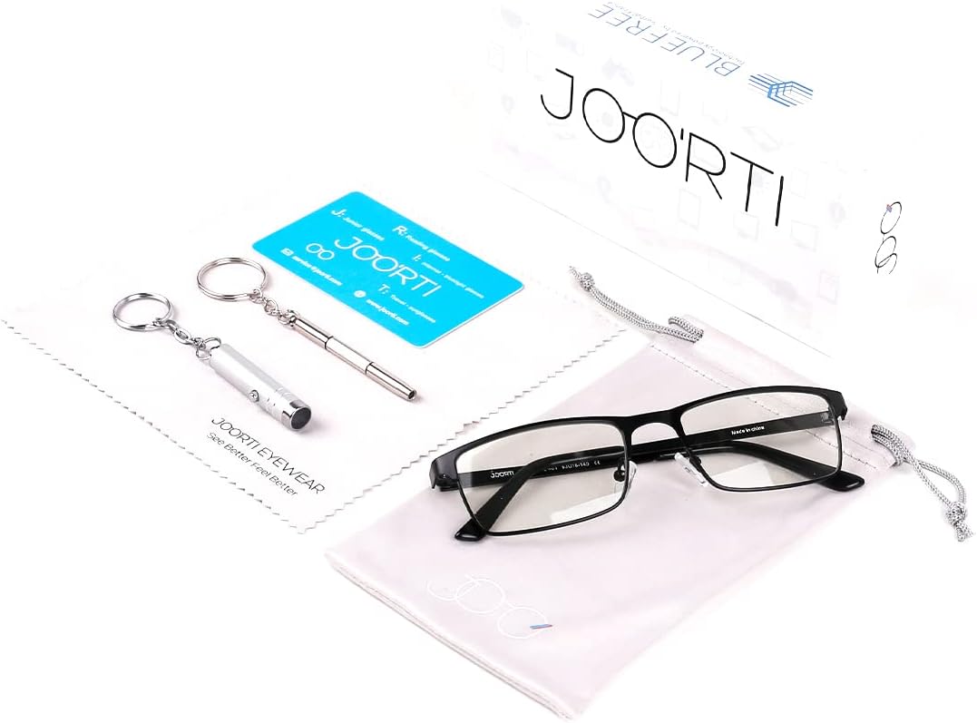 JOO’RTI Blue Light Blocking Reading Glasses for Men, Metal Frame