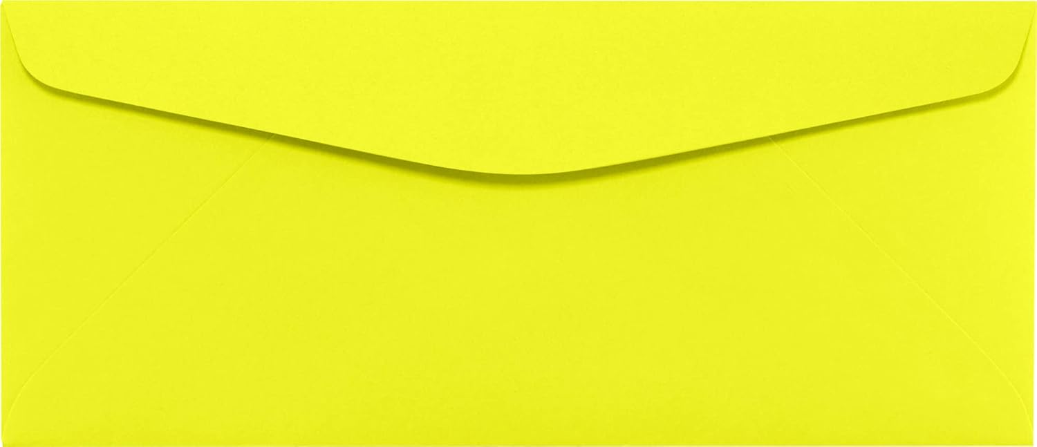 LUX Paper #10 Sobres regulares, 4 18 pulgadas x 9 12 pulgadas, color amarillo eléctrico, paquete de 500 (4260-20-500)