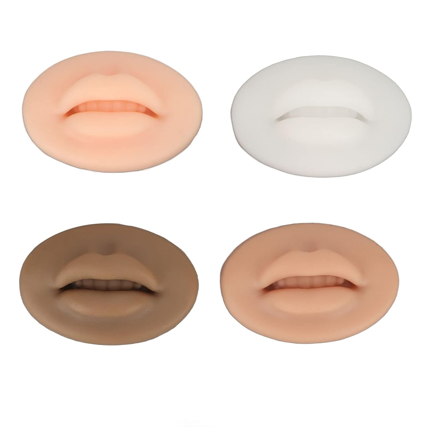 Labios de práctica de tatuajes, 4 unidades, labios de silicona de práctica, color negro oscuro, translúcido, 3D, labios falsos modelo para