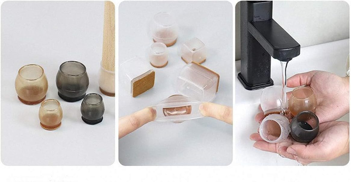 Ulalaza Juego de 16 tapas cuadradas para patas de silla, protectores con parte inferior de fieltro, goma termoplástica, tapas para patas de muebles,