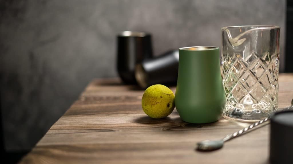Snute Vasos de whisky de acero inoxidable de doble pared, vidrio de nariz sin tallo, regalo para los amantes del whisky (oliva)