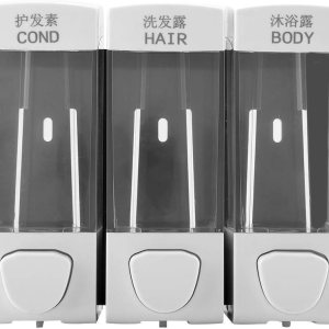 Oumefar Dispensador de 3 cámaras y ducha montado en la pared, loción líquida, dispensador de champú manual, dispensador de ducha, 3 cámaras, sin Oumefar Dispensador de 3 cámaras y ducha montado en la pared, loción líquida, dispensador de champú manual, dispensador de ducha, 3 cámaras, sin